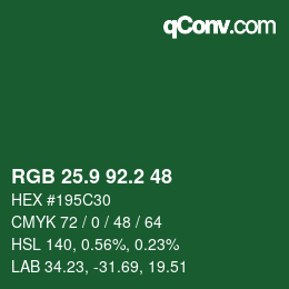 カラーコード: RGB 25.9 92.2 48 | qconv.com