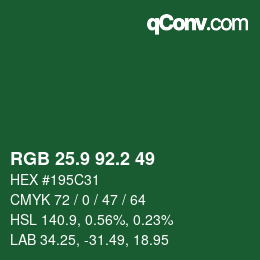 カラーコード: RGB 25.9 92.2 49 | qconv.com