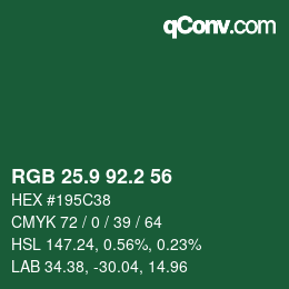 カラーコード: RGB 25.9 92.2 56 | qconv.com