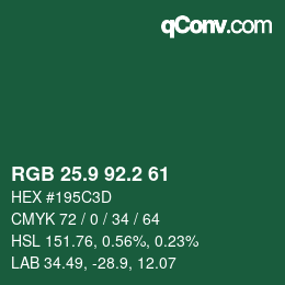 カラーコード: RGB 25.9 92.2 61 | qconv.com