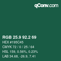 カラーコード: RGB 25.9 92.2 69 | qconv.com