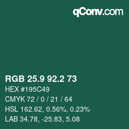 カラーコード: RGB 25.9 92.2 73 | qconv.com