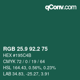 カラーコード: RGB 25.9 92.2 75 | qconv.com