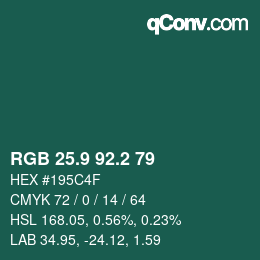 Color code: RGB 25.9 92.2 79 | qconv.com