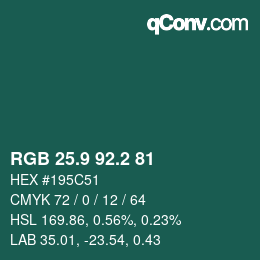 カラーコード: RGB 25.9 92.2 81 | qconv.com