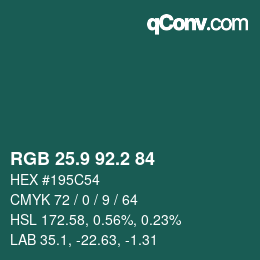 Color code: RGB 25.9 92.2 84 | qconv.com