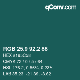カラーコード: RGB 25.9 92.2 88 | qconv.com