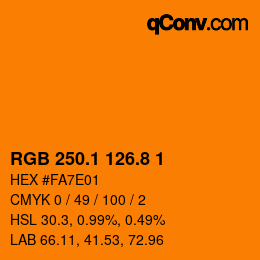 カラーコード: RGB 250.1 126.8 1 | qconv.com