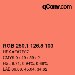 Farbcode: RGB 250.1 126.8 103 | qconv.com