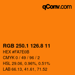 カラーコード: RGB 250.1 126.8 11 | qconv.com