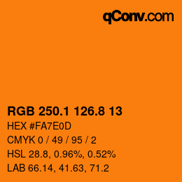 カラーコード: RGB 250.1 126.8 13 | qconv.com
