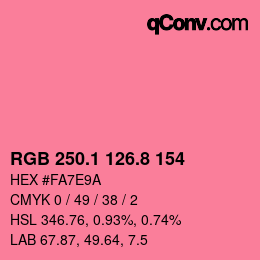 カラーコード: RGB 250.1 126.8 154 | qconv.com