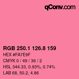 カラーコード: RGB 250.1 126.8 159 | qconv.com