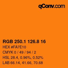 Color code: RGB 250.1 126.8 16 | qconv.com