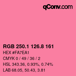 カラーコード: RGB 250.1 126.8 161 | qconv.com