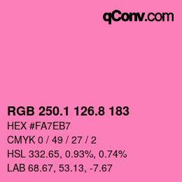 カラーコード: RGB 250.1 126.8 183 | qconv.com