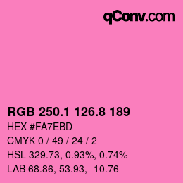 カラーコード: RGB 250.1 126.8 189 | qconv.com