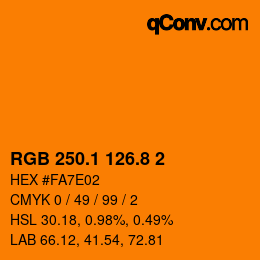 カラーコード: RGB 250.1 126.8 2 | qconv.com