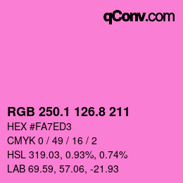 カラーコード: RGB 250.1 126.8 211 | qconv.com