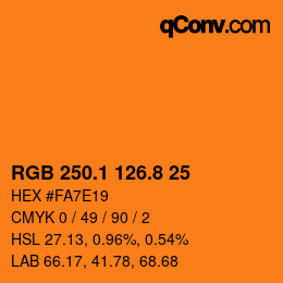 カラーコード: RGB 250.1 126.8 25 | qconv.com