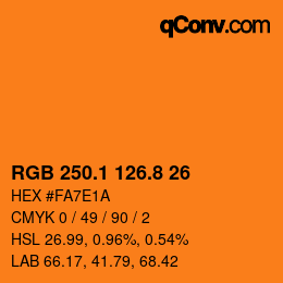 Color code: RGB 250.1 126.8 26 | qconv.com