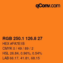 カラーコード: RGB 250.1 126.8 27 | qconv.com