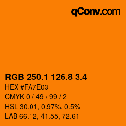 カラーコード: RGB 250.1 126.8 3.4 | qconv.com