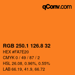 Color code: RGB 250.1 126.8 32 | qconv.com