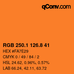 Color code: RGB 250.1 126.8 41 | qconv.com