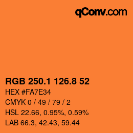 Color code: RGB 250.1 126.8 52 | qconv.com