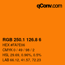 カラーコード: RGB 250.1 126.8 6 | qconv.com