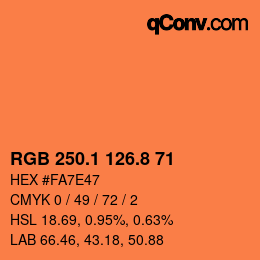 Color code: RGB 250.1 126.8 71 | qconv.com