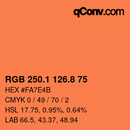 カラーコード: RGB 250.1 126.8 75 | qconv.com