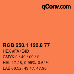 カラーコード: RGB 250.1 126.8 77 | qconv.com