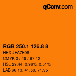 カラーコード: RGB 250.1 126.8 8 | qconv.com