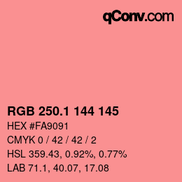 カラーコード: RGB 250.1 144 145 | qconv.com