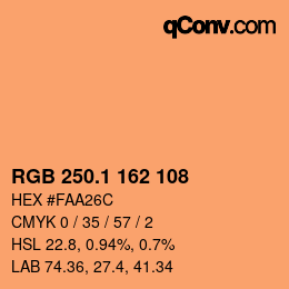 カラーコード: RGB 250.1 162 108 | qconv.com