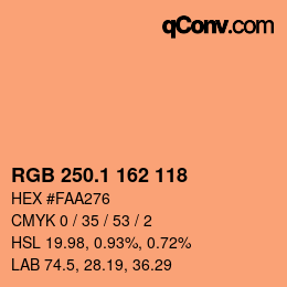 カラーコード: RGB 250.1 162 118 | qconv.com