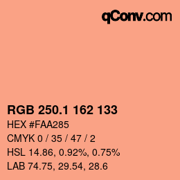カラーコード: RGB 250.1 162 133 | qconv.com
