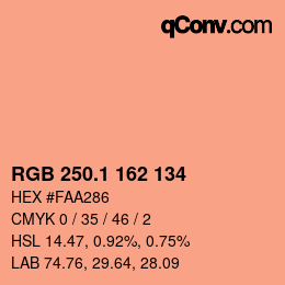 カラーコード: RGB 250.1 162 134 | qconv.com