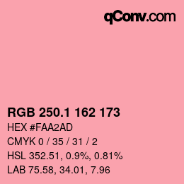 カラーコード: RGB 250.1 162 173 | qconv.com