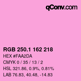 カラーコード: RGB 250.1 162 218 | qconv.com