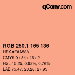 カラーコード: RGB 250.1 165 136 | qconv.com