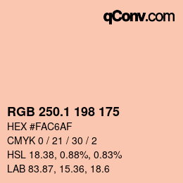 カラーコード: RGB 250.1 198 175 | qconv.com