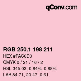 カラーコード: RGB 250.1 198 211 | qconv.com