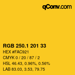カラーコード: RGB 250.1 201 33 | qconv.com