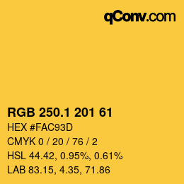 カラーコード: RGB 250.1 201 61 | qconv.com