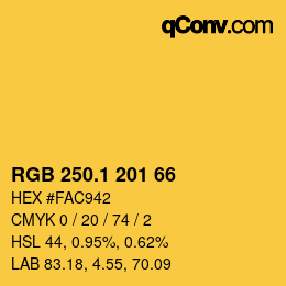 カラーコード: RGB 250.1 201 66 | qconv.com