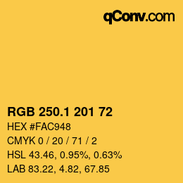 カラーコード: RGB 250.1 201 72 | qconv.com