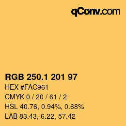 カラーコード: RGB 250.1 201 97 | qconv.com